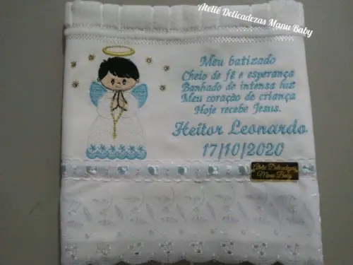 Toalha batizado anjinho oração