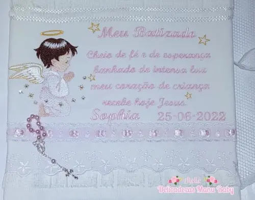 Toalha Batizado Bordada