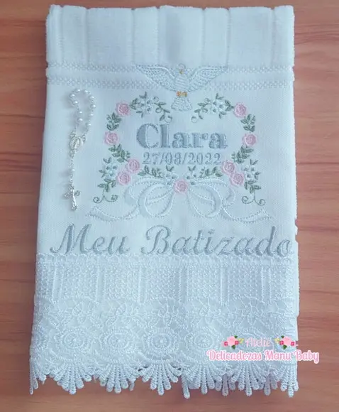 Toalha Batizado Bordada