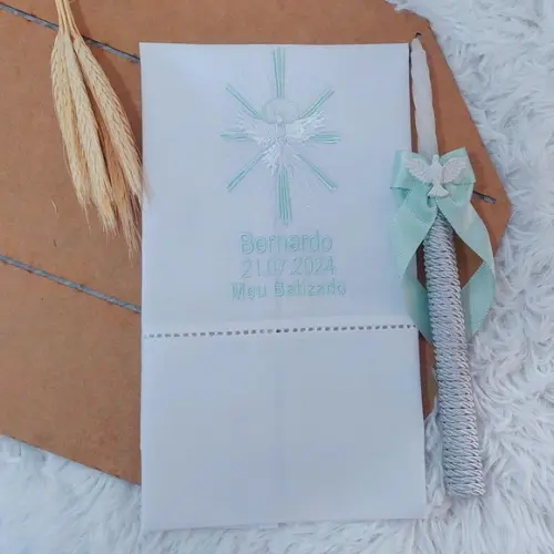 Toalha Batizado Divino Espírito Santo + Vela Batizado