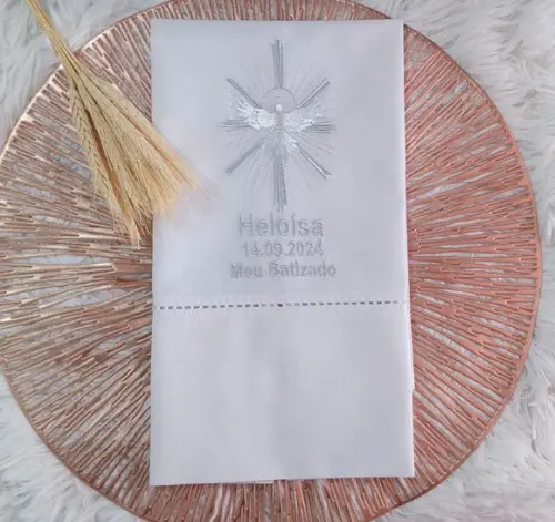 Toalha Batizado Divino Espírito Santo Bordado