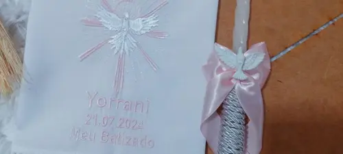 Toalha Batizado Divino Espírito Santo + Vela Batizado