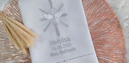 Toalha Batizado Divino Espírito Santo Bordado