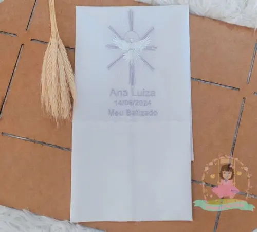 Toalha Batizado Divino Espírito Santo Bordado Lavanda