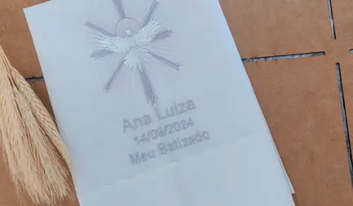 Toalha Batizado Divino Espírito Santo Bordado Lavanda