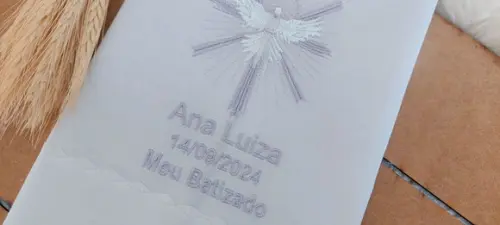 Toalha Batizado Divino Espírito Santo Bordado Lavanda
