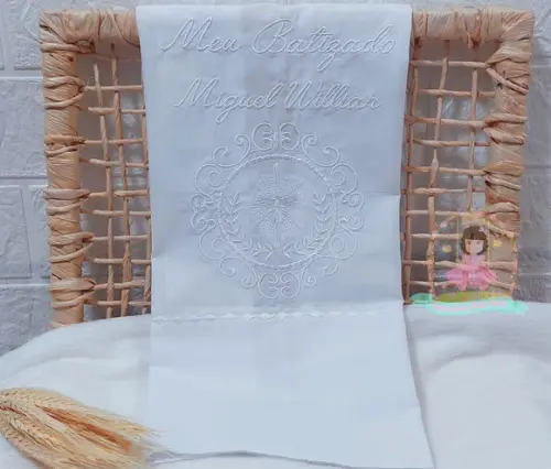 Toalha Batizado Espírito Santo + Vela Personalizada
