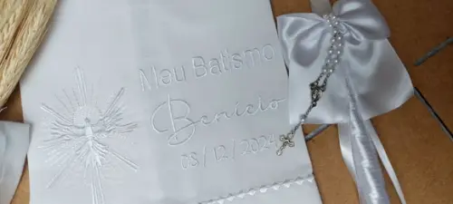 Toalha Batizado Espírito Santo Delicado + Vela
