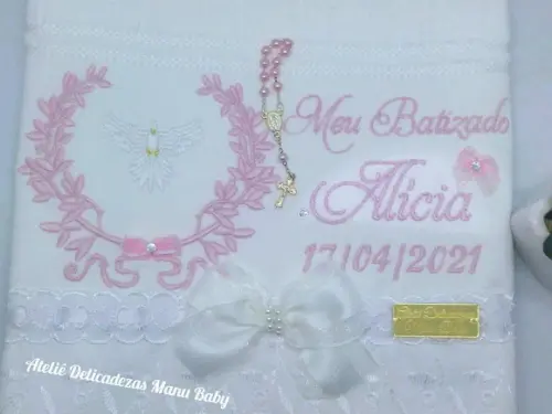 Toalha batizado Espírito Santo e ramos