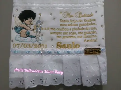 Toalha bordada batizado