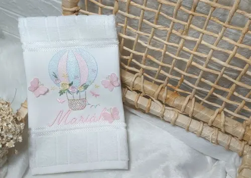 Toalha de Lavabo Boca Balão Floral Personalizada