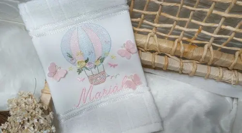 Toalha de Lavabo Boca Balão Floral Personalizada