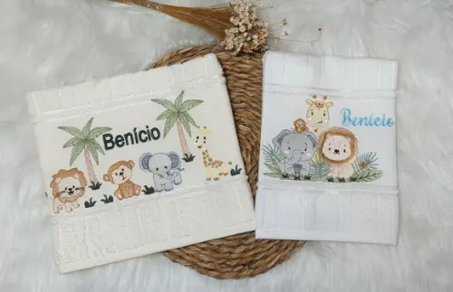 Toalha de Lavabo Boca Safari Personalizada Kit 2