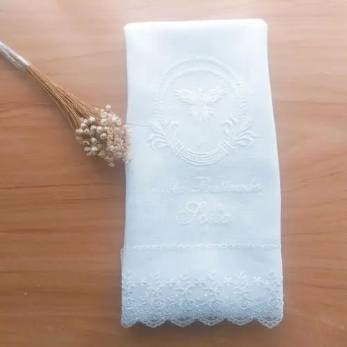 Toalha Linho Delicado Batizado Divino Espírito Santo