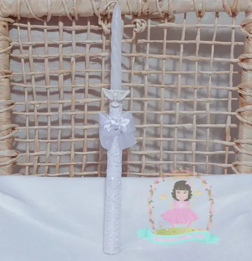 Toalha Linho Espírito Santo Batizado + Vela Batizado