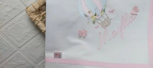 Cueiro Manta Percal 400 Fios Balão Borboletas 3d