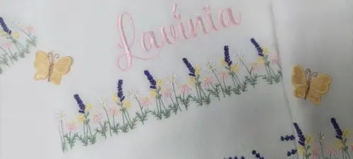 Kit Cueiro 400 Fios e Fraldas Barra Bordada Floral Lavanda