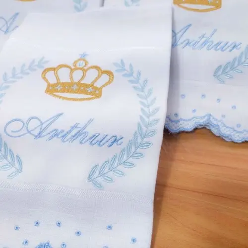 Kit Fraldas Personalizada Príncipe Coroa Ramos Barra Bordada