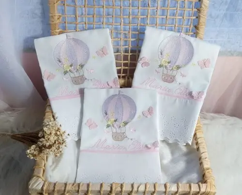 Kit Fraldas Personalizadas Balão Menina Delicado Luxo