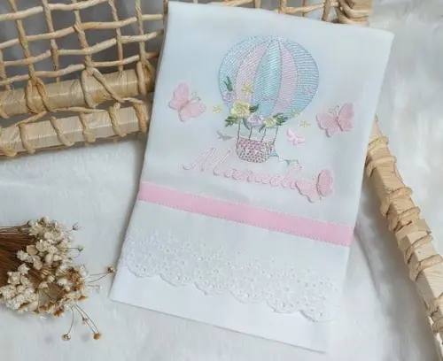 Kit Fraldas Personalizadas Balão Menina Delicado Luxo