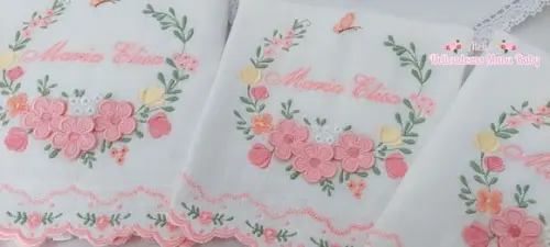 Kit Fraldas Personalizadas Barra Recortada Floral Rosé Luxo