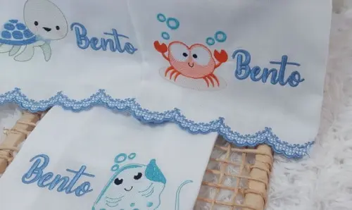 Kit Fraldas Personalizadas Barra Recortada Fundo do Mar Luxo