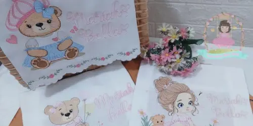 Kit Fraldas Personalizadas Barra Recortada Ursinha Menina