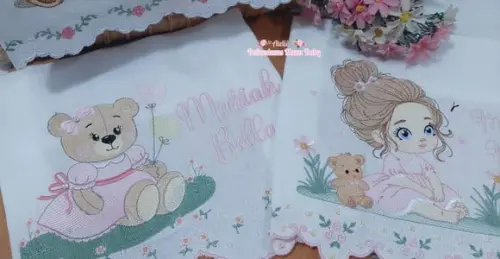 Kit Fraldas Personalizadas Barra Recortada Ursinha Menina