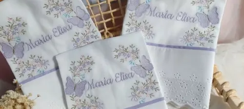 Kit Fraldas Personalizadas Floral Lilás Borboleta Luxo