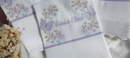 Kit Fraldas Personalizadas Floral Lilás Borboleta Luxo