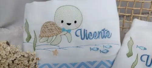 Kit Fraldas Personalizadas Fundo do Mar Delicado Luxo