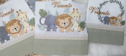 Kit Fraldas Personalizadas Safari Delicado Luxo