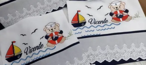 Kit Fraldas Personalizadas Urso Marinheiro Delicado Luxo