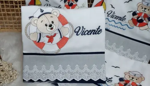 Kit Fraldas Personalizadas Urso Marinheiro Delicado Luxo