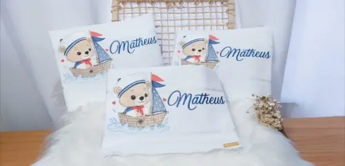 Kit Manta Baby e Fraldas Personalizadas Linha Premium Urso