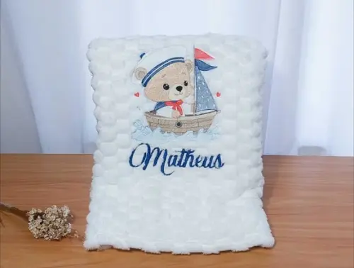 Kit Manta Baby e Fraldas Personalizadas Linha Premium Urso