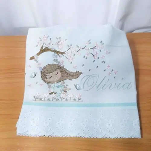 Kit Manta e Fraldas Premium Luxo Menina Floral Delicado