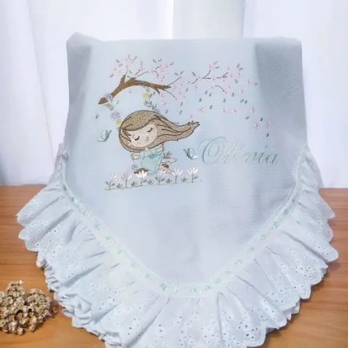 Kit Manta e Fraldas Premium Luxo Menina Floral Delicado