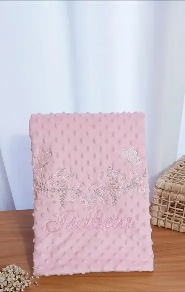 Manta/ Cobertor Soft Bordada para Bebês Floral Jardim