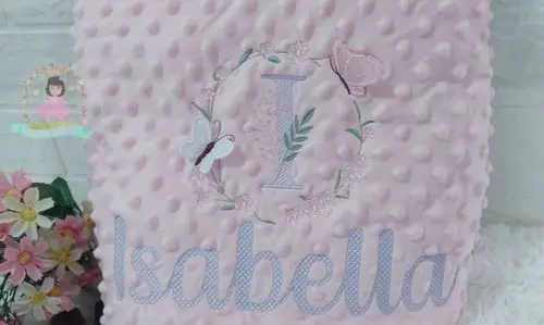 Manta/ Cobertor Soft Bordada para Bebês Floral Delicado