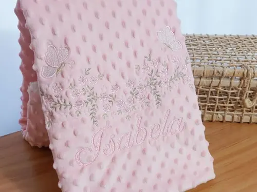 Manta/cobertor Soft Bordada para Bebês Premium Floral