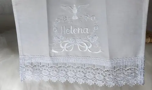 Toalha Batizado Delicada + Vela Batizado Luxo