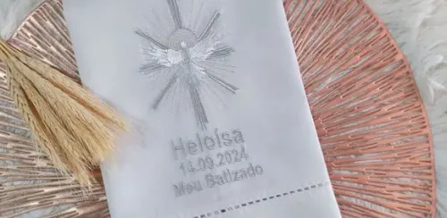 Toalha Batizado Divino Espírito Santo Bordado