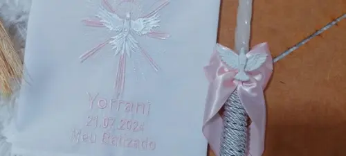 Toalha Batizado Divino Espírito Santo + Vela Batizado