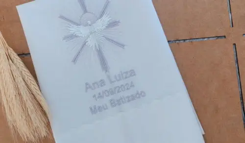 Toalha Batizado Divino Espírito Santo Bordado Lavanda