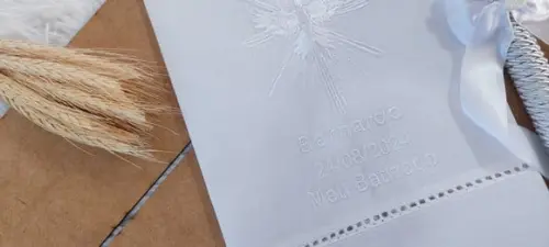 Toalha Batizado Divino Espírito Santo Bordado Branco