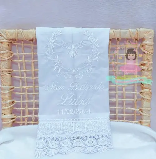 Toalha Batizado Espírito Santo + Vela Personalizada