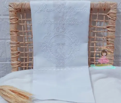 Toalha Batizado Espírito Santo + Vela Personalizada