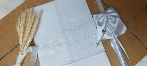 Toalha Batizado Espírito Santo Delicado + Vela