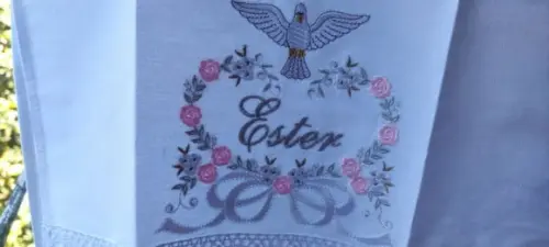 Toalha Batizado Espírito Santo Floral+ Vela